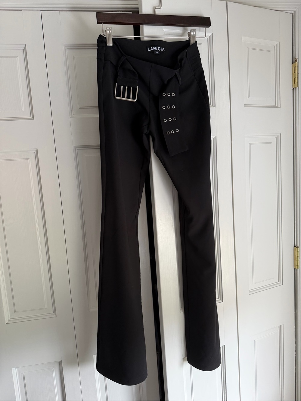 I.AM.GIA Black Flared Trousers with Grommet Belt